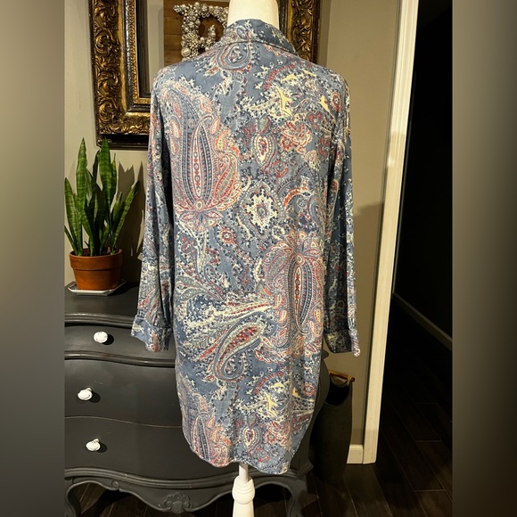 Ralph Lauren Button Down Paisley Sleep Shirt with Embroidered Logo on Po… - Picture 6 of 15